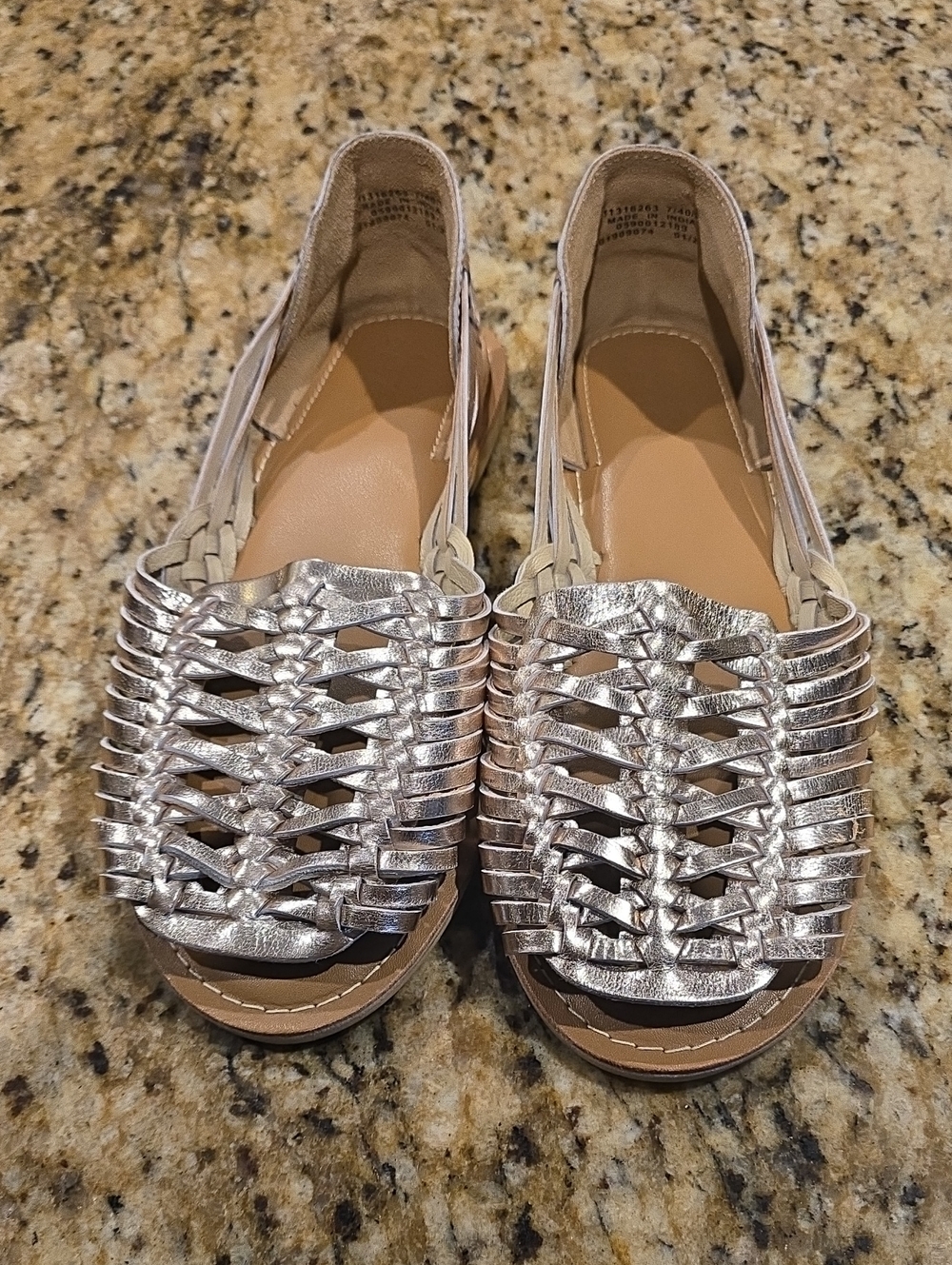 ASOS Women’s Metallic Silver Woven Huarache Flats SIZE 7